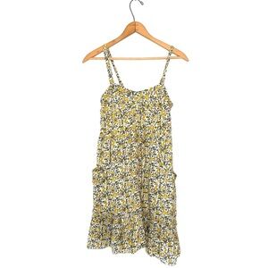 Avatar Clothing | Yellow Floral Ruffle Hem Babydoll Dress With Front Pockets
